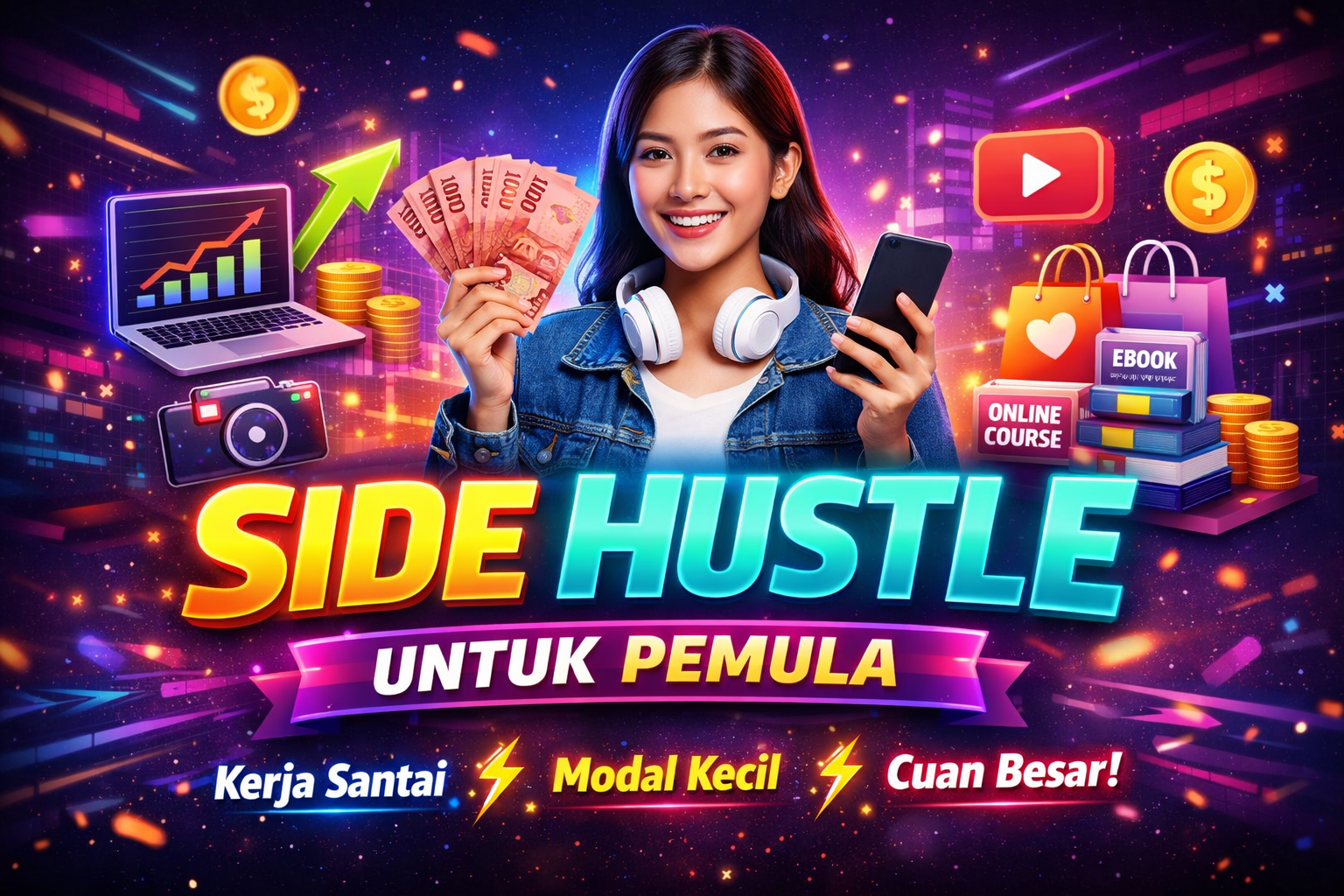 pemula memulai side hustle digital dari nol menggunakan laptop dan internet