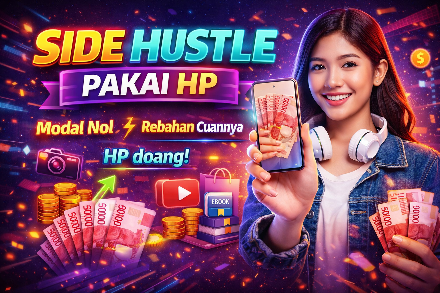 side hustle dengan hp saja menghasilkan uang online menggunakan smartphone