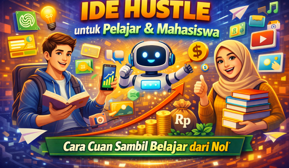 ilustrasi side hustle untuk pelajar dan mahasiswa menghasilkan uang sambil belajar