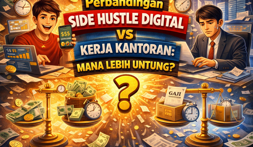 perbandingan side hustle digital vs kerja kantoran dalam menghasilkan uang